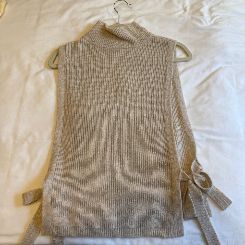 H&M Beige Knit Apron Sweater Top with Bow Detail